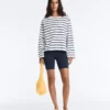 T-shirt oversize a maniche lunghe in misto cotone a righe T-shirt oversize a maniche lunghe in misto cotone a righe