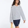 T-shirt oversize a maniche lunghe in misto cotone a righe T-shirt oversize a maniche lunghe in misto cotone a righe