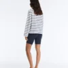 T-shirt oversize a maniche lunghe in misto cotone a righe T-shirt oversize a maniche lunghe in misto cotone a righe