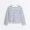 T-shirt oversize a maniche lunghe in misto cotone a righe T-shirt oversize a maniche lunghe in misto cotone a righe