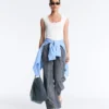 T-shirt senza maniche a costine con bottoni in cotone e modal T-shirt senza maniche a costine con bottoni in cotone e modal