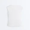 T-shirt senza maniche a costine con bottoni in cotone e modal T-shirt senza maniche a costine con bottoni in cotone e modal