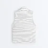 T-shirt senza maniche a righe con mezza zip T-shirt senza maniche a righe con mezza zip