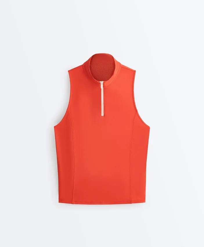 T-shirt senza maniche con mezza zip T-shirt senza maniche con mezza zip