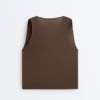 T-shirt senza maniche con scollo incrociato in misto modal T-shirt senza maniche con scollo incrociato in misto modal