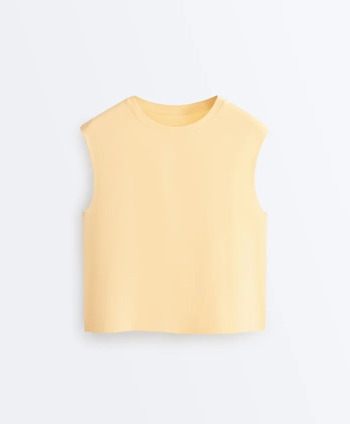 T-shirt senza maniche in misto cotone T-shirt senza maniche in misto cotone