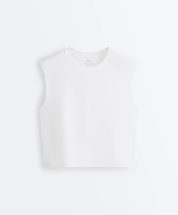 T-shirt senza maniche in misto cotone T-shirt senza maniche in misto cotone
