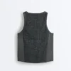 T-shirt senza maniche smockata senza cuciture T-shirt senza maniche smockata senza cuciture