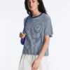 T-shirt squadrata a maniche corte in misto cotone a righe T-shirt squadrata a maniche corte in misto cotone a righe