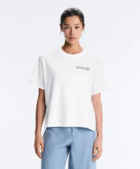 T-shirt squadrata in misto cotone con slogan