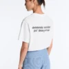 T-shirt squadrata in misto cotone con slogan T-shirt squadrata in misto cotone con slogan