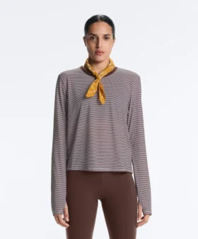 T-shirt tecnica a maniche lunghe a righe