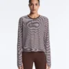 T-shirt tecnica a maniche lunghe a righe T-shirt tecnica a maniche lunghe a righe