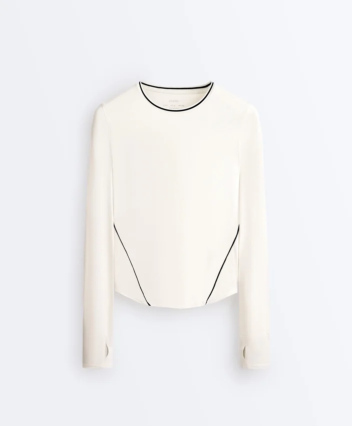 T-shirt tecnica a maniche lunghe con bordino T-shirt tecnica a maniche lunghe con bordino