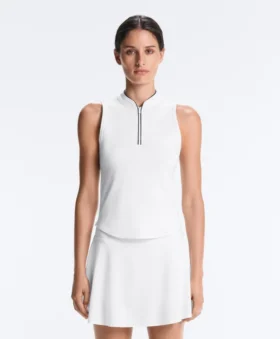 T-shirt tecnica senza maniche con mezza zip