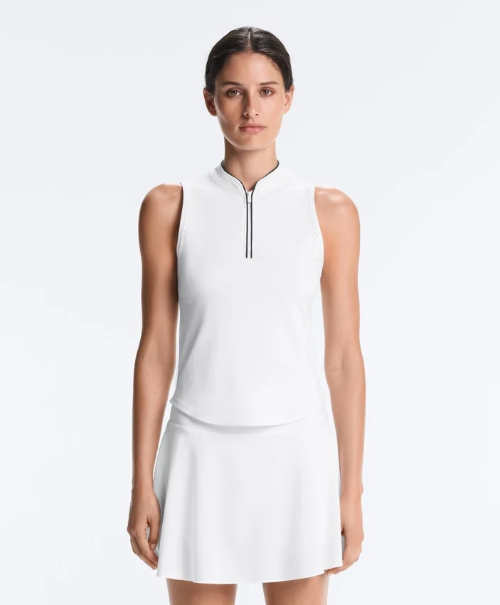 T-shirt tecnica senza maniche con mezza zip T-shirt tecnica senza maniche con mezza zip