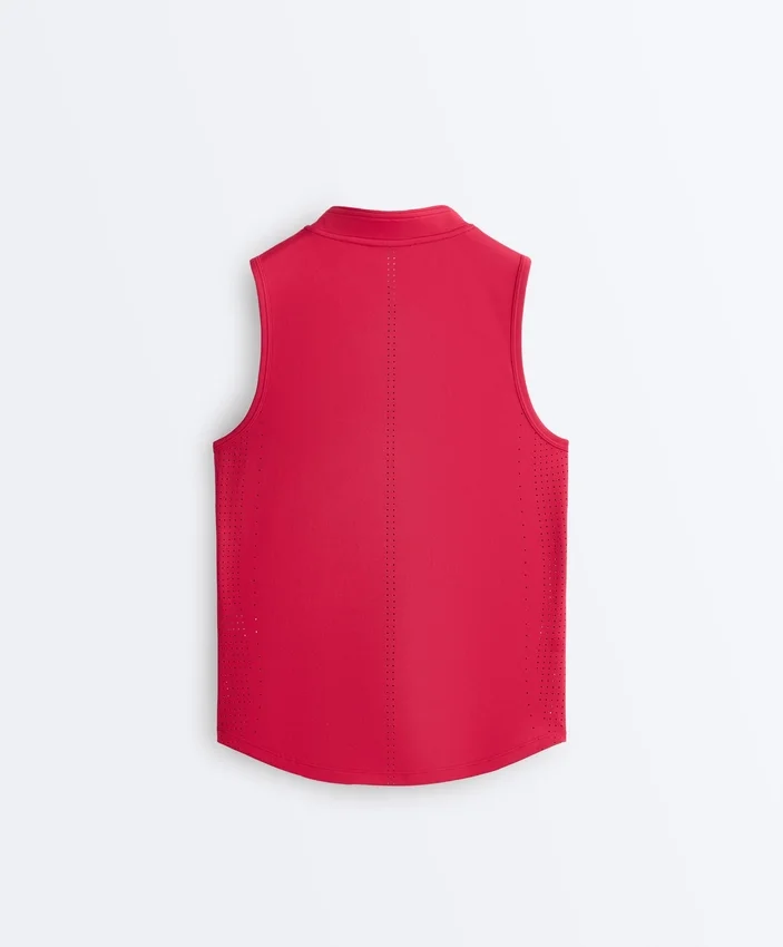 T-shirt tecnica senza maniche con mezza zip T-shirt tecnica senza maniche con mezza zip
