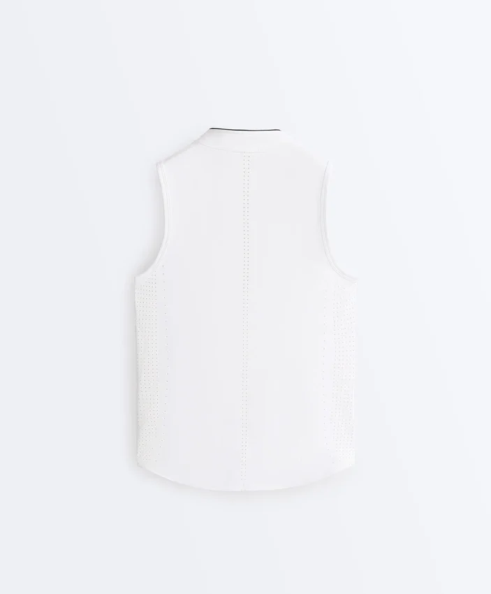 T-shirt tecnica senza maniche con mezza zip T-shirt tecnica senza maniche con mezza zip