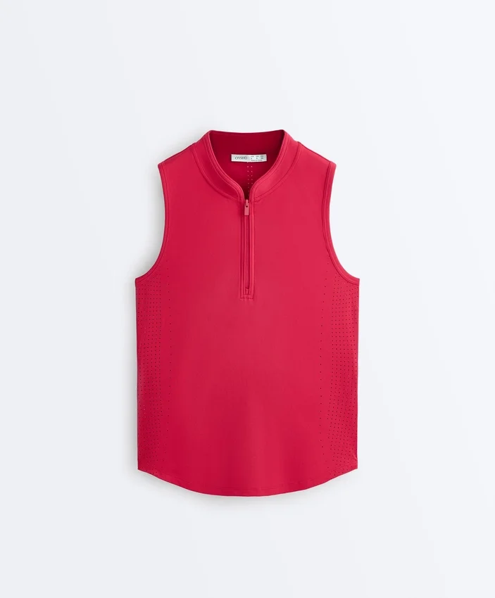 T-shirt tecnica senza maniche con mezza zip T-shirt tecnica senza maniche con mezza zip
