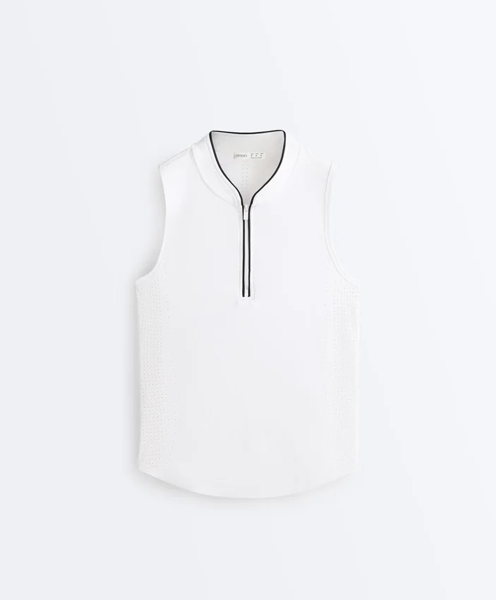 T-shirt tecnica senza maniche con mezza zip T-shirt tecnica senza maniche con mezza zip