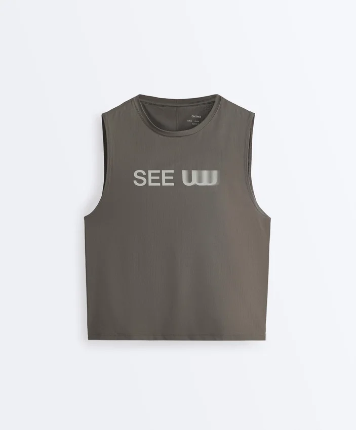 T-shirt tecnica senza maniche con scritta T-shirt tecnica senza maniche con scritta
