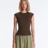 Top a maniche corte a costine in cotone e modal Top a maniche corte a costine in cotone e modal