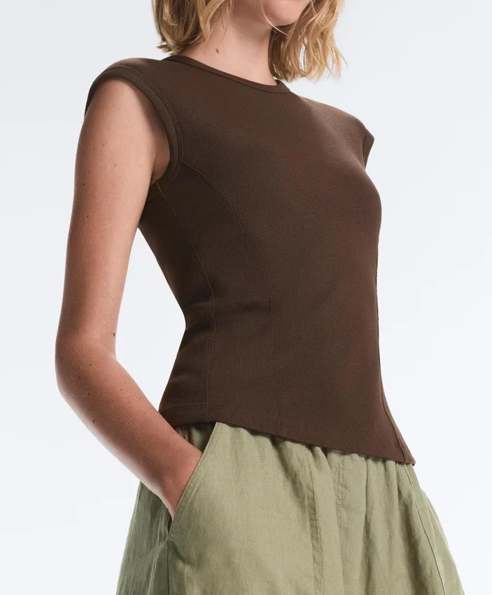 Top a maniche corte a costine in cotone e modal Top a maniche corte a costine in cotone e modal