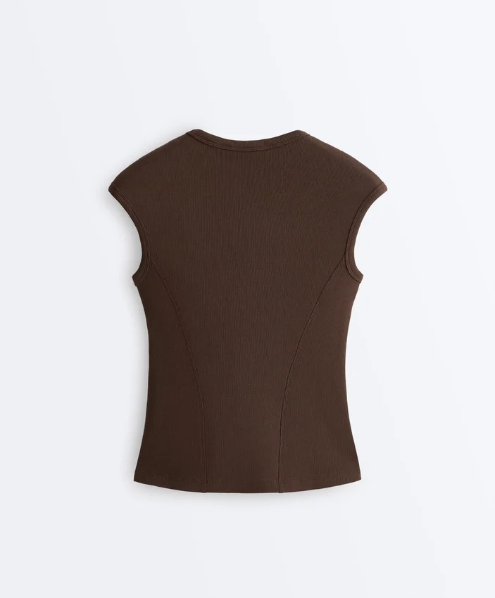 Top a maniche corte a costine in cotone e modal Top a maniche corte a costine in cotone e modal