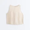 Top a scollo quadrato a righe in 100% lino Top a scollo quadrato a righe in 100% lino