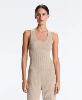 Top aderente in maglia a coste