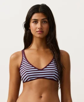 Top bikini a fascia con trama a righe