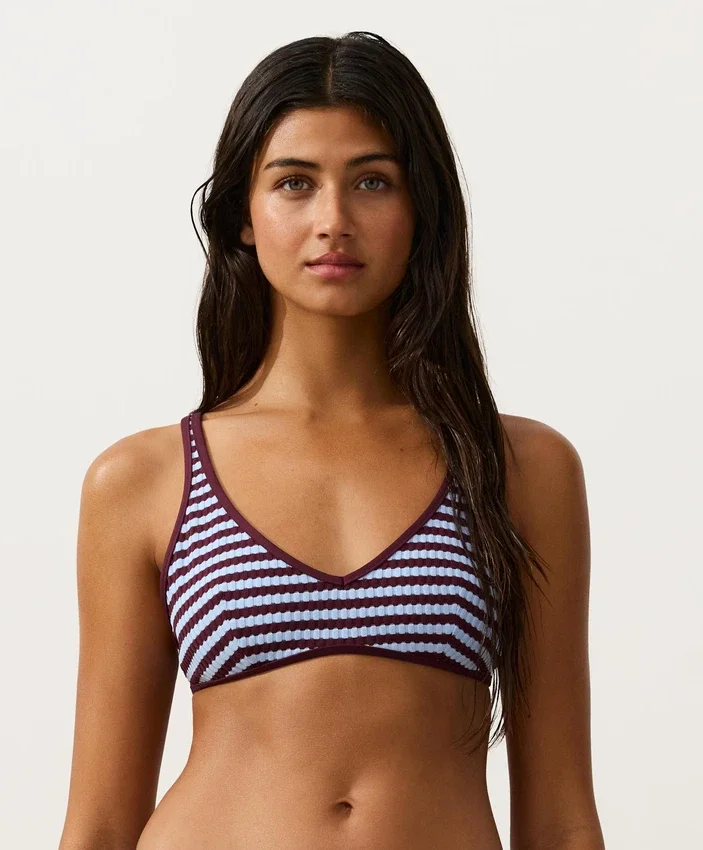 Top bikini a fascia con trama a righe Top bikini a fascia con trama a righe