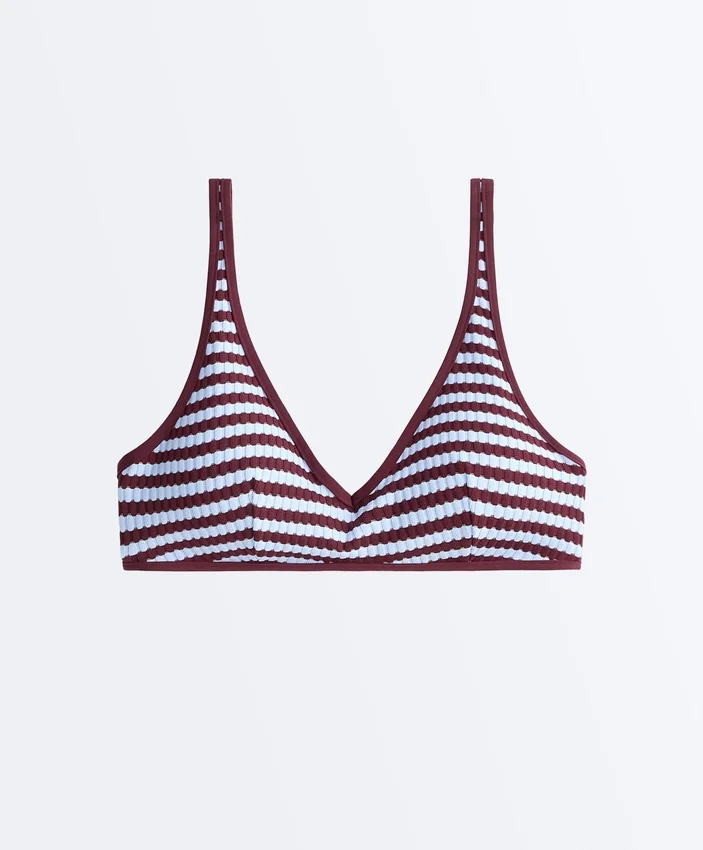 Top bikini a fascia con trama a righe Top bikini a fascia con trama a righe