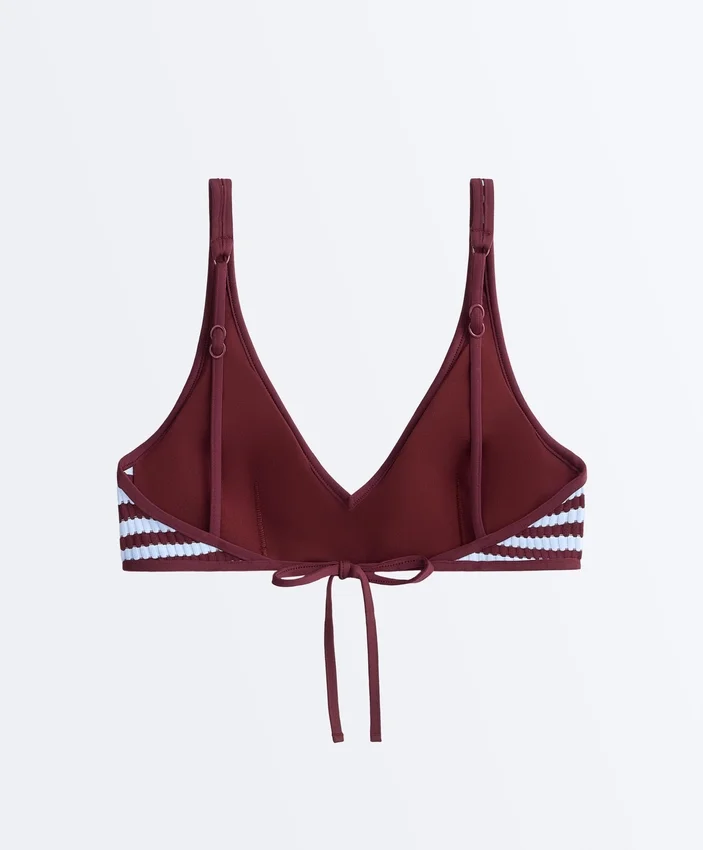 Top bikini a fascia con trama a righe Top bikini a fascia con trama a righe
