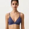 Top bikini a triangolo a quadretti