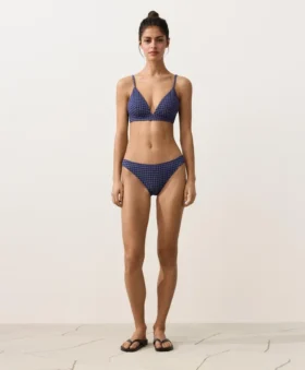Top bikini a triangolo a quadretti