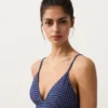 Top bikini a triangolo a quadretti