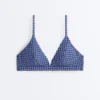 Top bikini a triangolo a quadretti