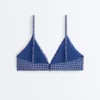Top bikini a triangolo a quadretti