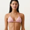 Top bikini a triangolo a righe
