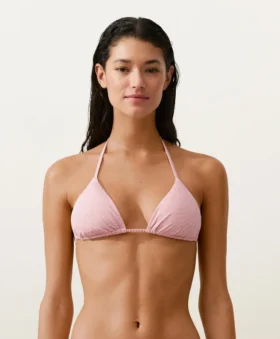 Top bikini a triangolo a righe
