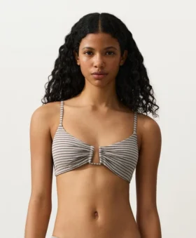 Top bikini a triangolo a righe