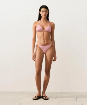 A righe Slip Bikini a copertura media con lacci