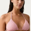 Top bikini a triangolo a righe
