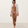 A righe Slip Bikini a copertura media con lacci
