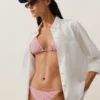 A righe Slip Bikini a copertura media con lacci