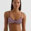 Top bikini a triangolo a righe testurizzate