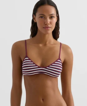 Top bikini a triangolo a righe testurizzate