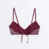 Top bikini a triangolo a righe testurizzate