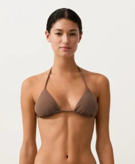 Top bikini a triangolo con mini pois